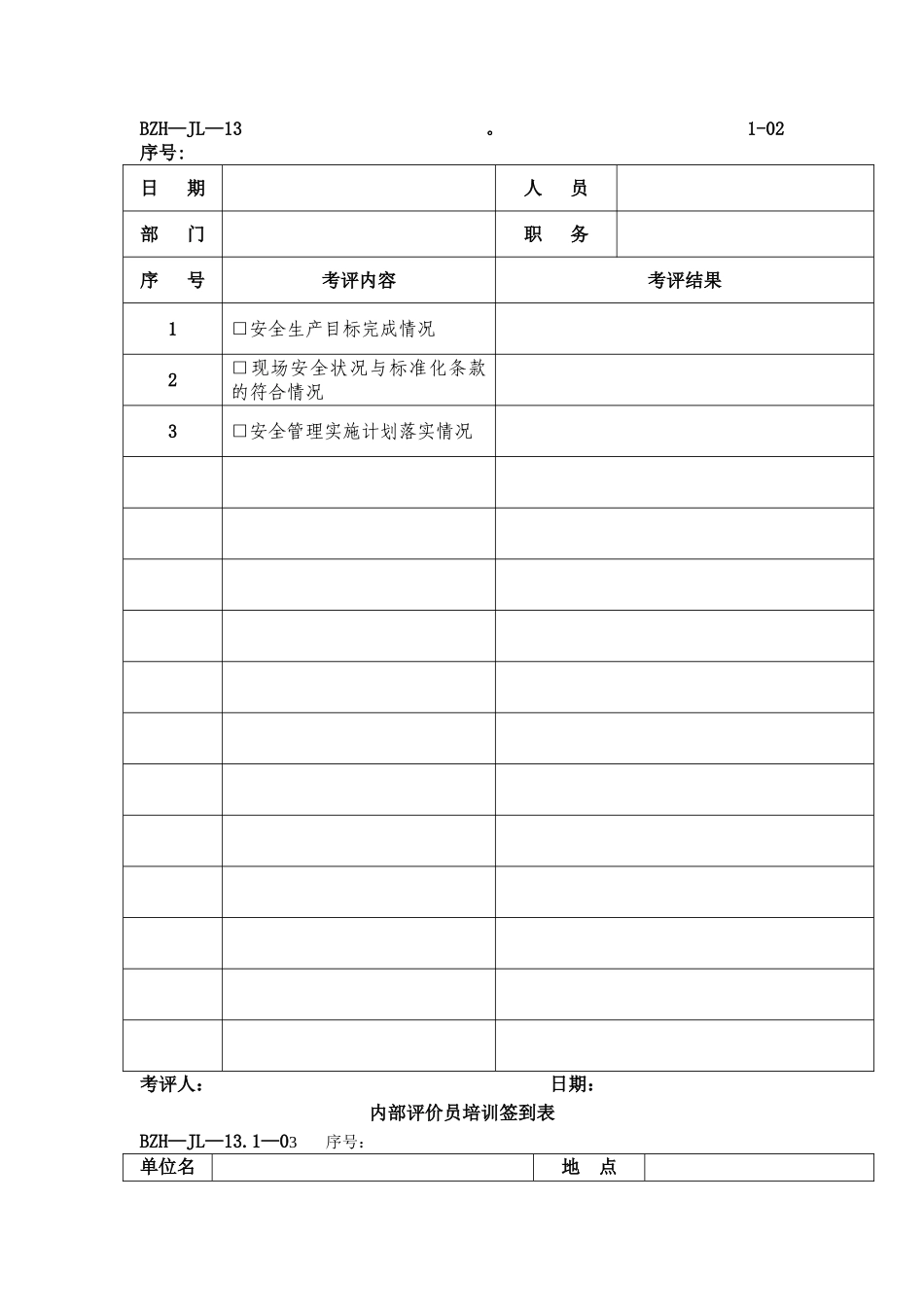 企业安全标准化绩效评定管理制度相关记录_第2页