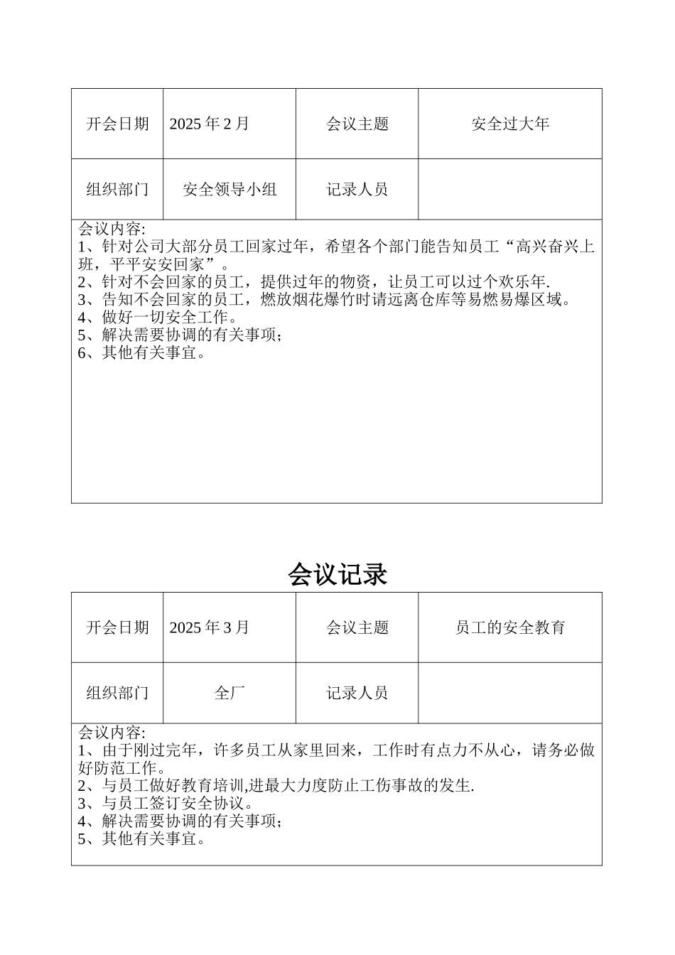 企业安全生产会议记录新2025_第2页