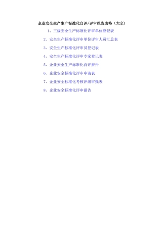 企业安全生产标准化自评报告表格