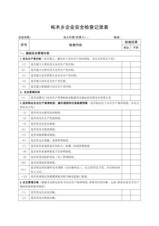 企业安全生产检查记录表