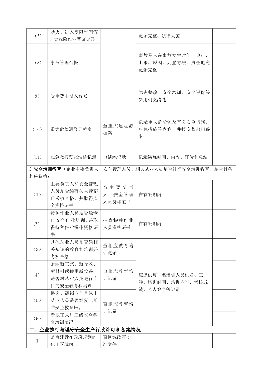 企业安全生产检查记录表53469_第3页