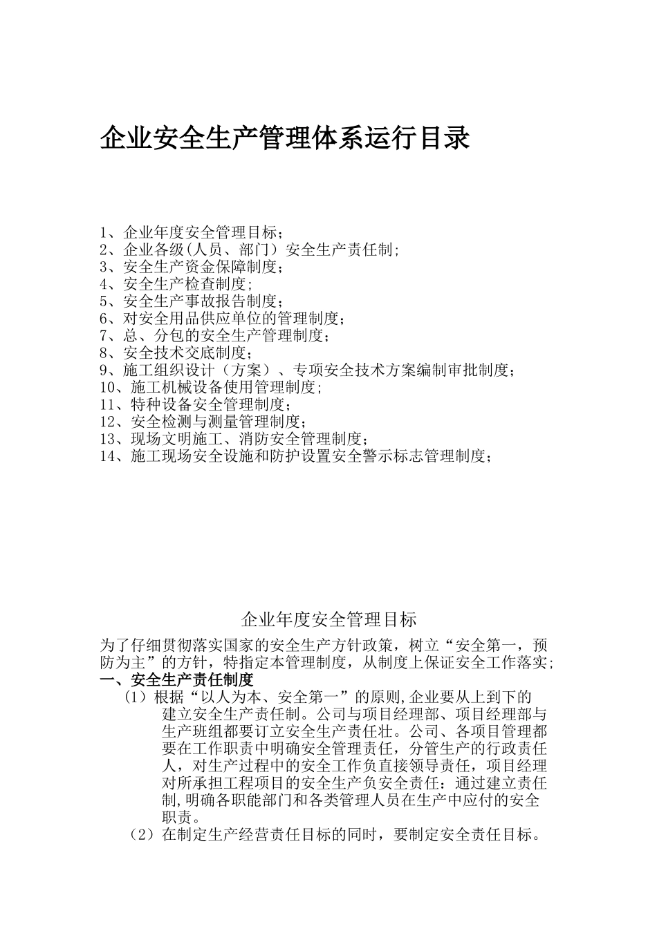 企业安全生产管理体系运行资料_第1页
