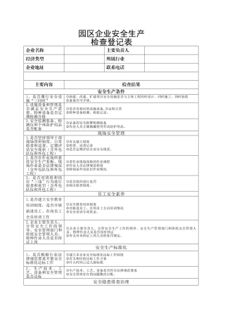 企业安全生产自查表-