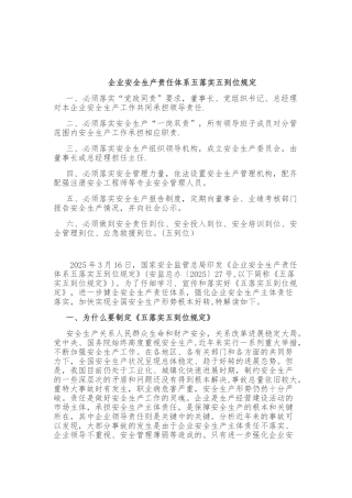 企业安全生产责任体系五落实五到位规定94407