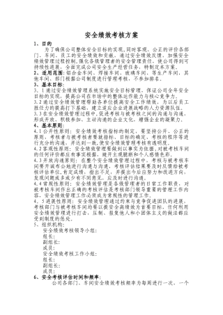 企业安全绩效考核方案