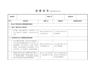 企业安全隐患排查检查记录表