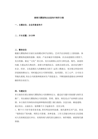 企业宣传片经典策划方案