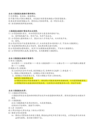 企业小湿股方案说明