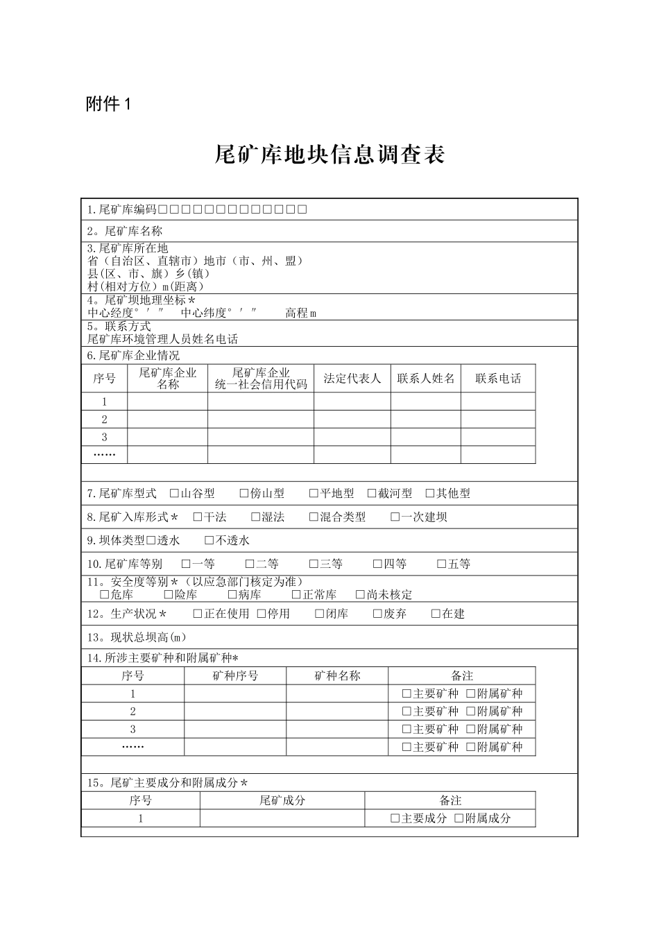 企业尾矿库污染防治方案编制大纲_第1页