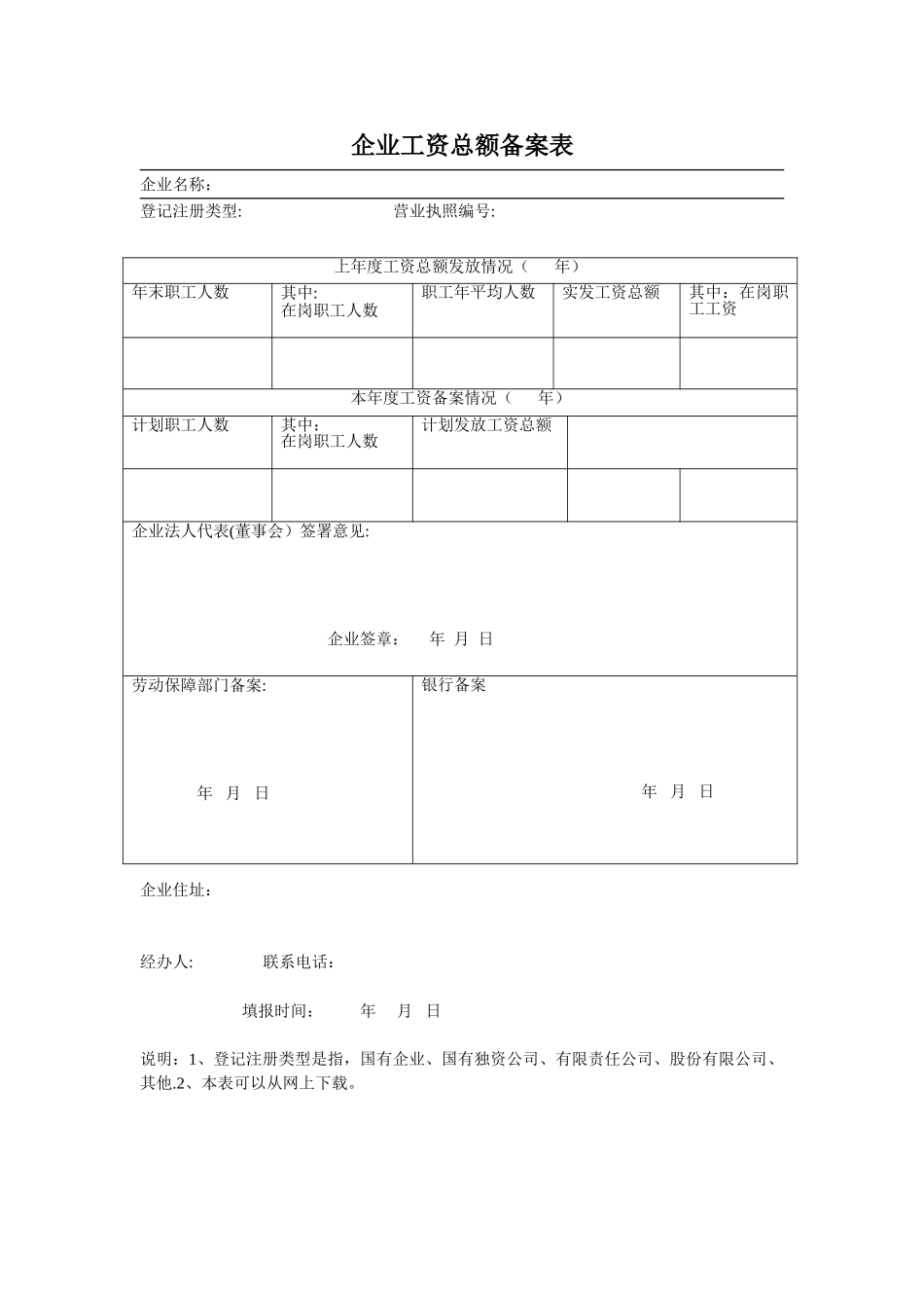企业工资总额备案表_第1页