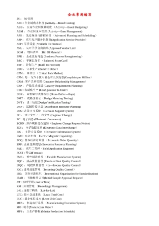 企业常用管理术语英文缩写