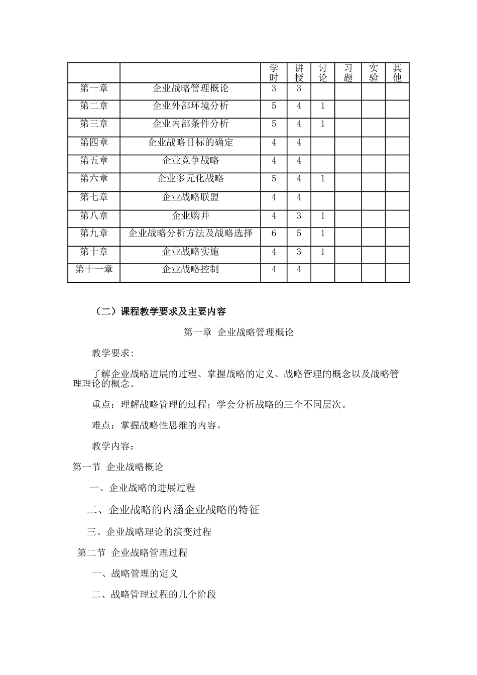 企业战略管理教学大纲_第2页