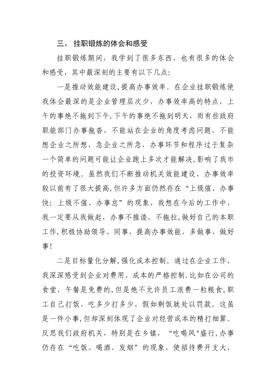 企业挂职锻炼工作总结_第3页