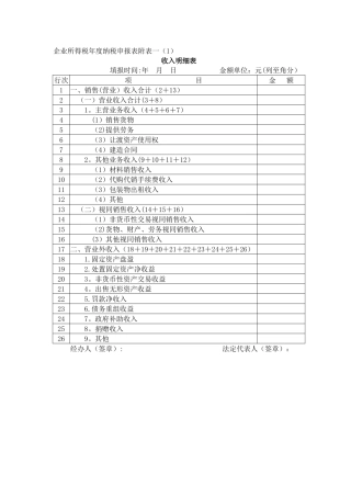 企业收入明细表