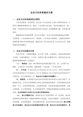 企业文化体系建设方案