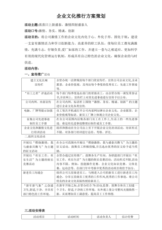 企业文化推行方案策划