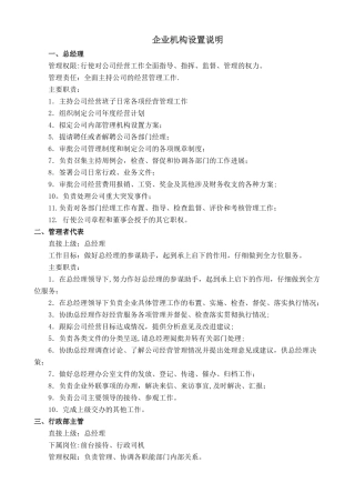 企业机构设置说明