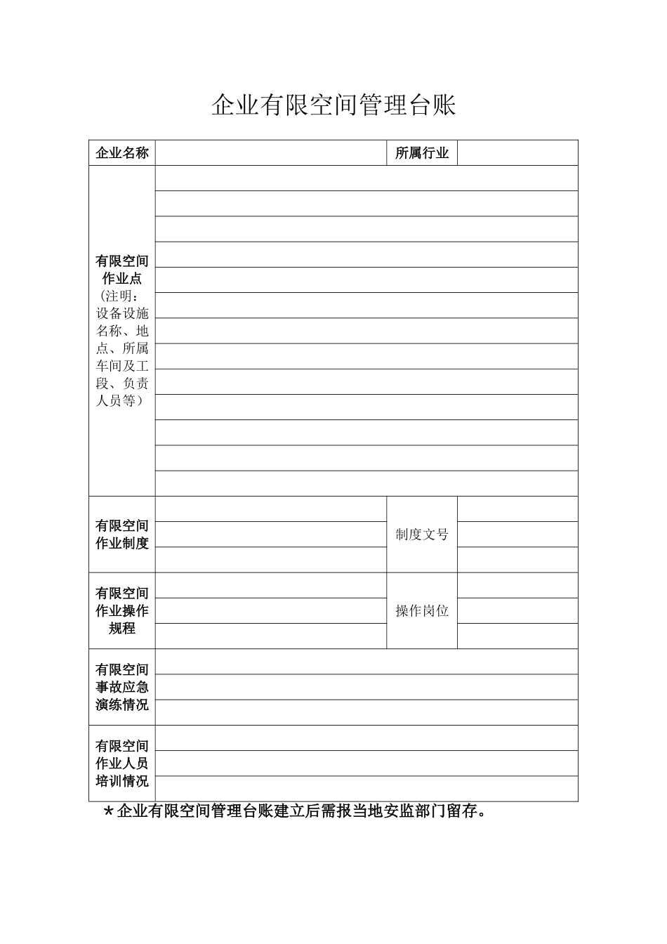 企业有限空间管理台账_第1页