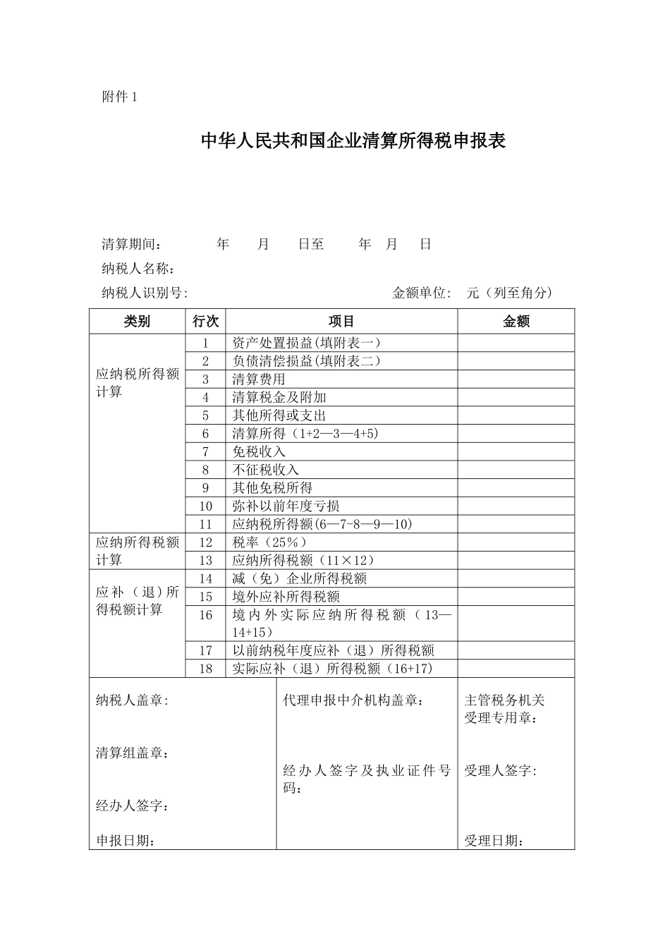 企业注销清算表_第1页