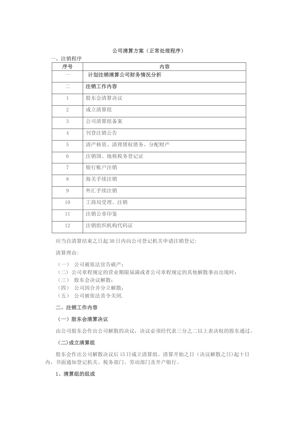 企业注销清算方案_第1页
