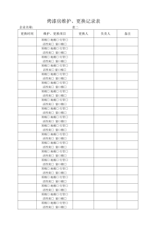企业烤漆房维护、更换记录