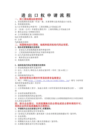 企业申请进出口权流程
