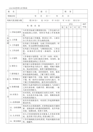 企业管理人员考核表