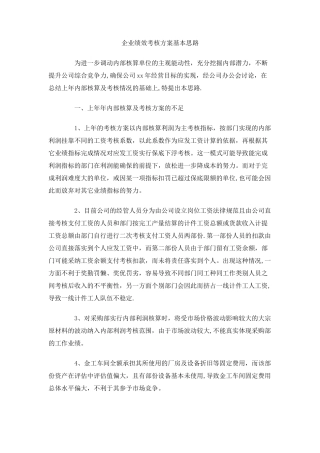 企业绩效考核方案基本思路