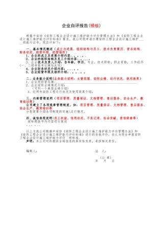 企业自评报告模板