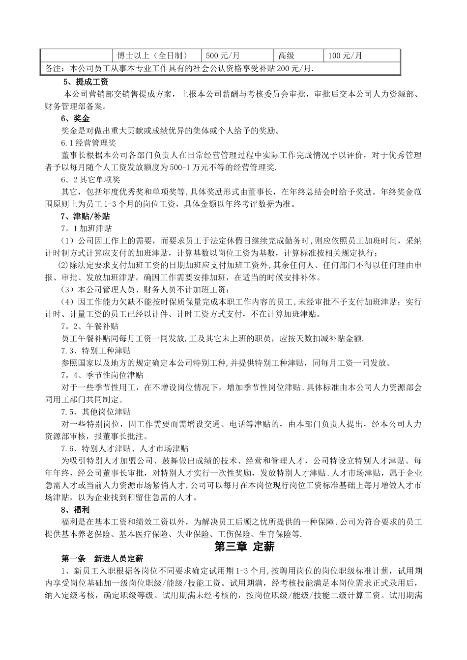 企业薪酬管理制度72776_第3页
