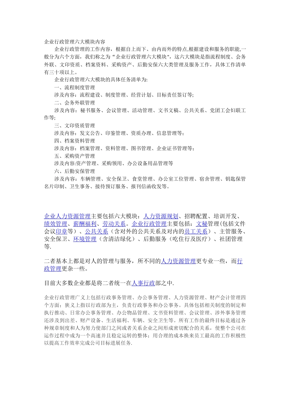 企业行政管理六大模块_第1页