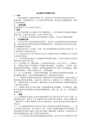 企业诚信建设方案
