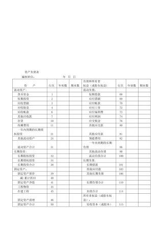 企业财务报表模板