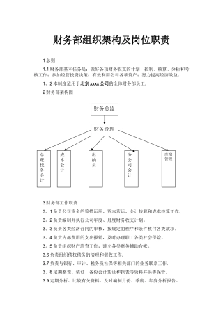 企业财务部组织架构及岗位职责-上传