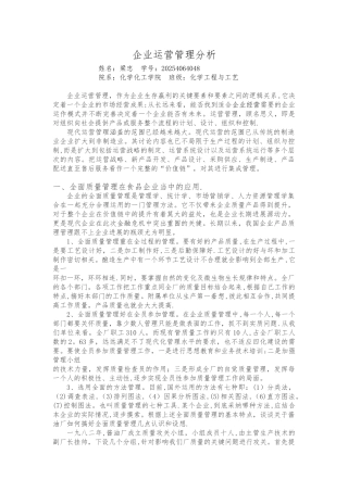 企业运营管理分析