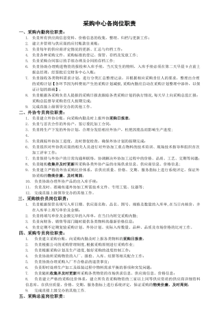 企业采购岗位分工及职责