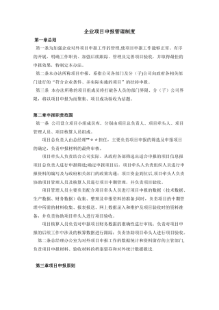 企业项目申报管理制度