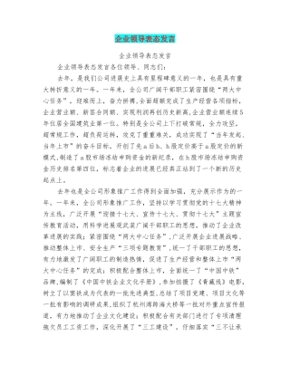 企业领导表态发言