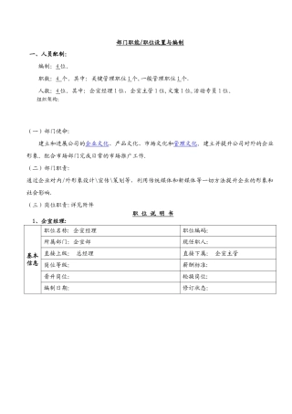 企宣部岗位职责说明书