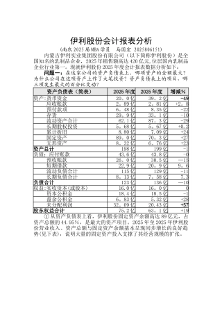 伊利股份会计报表分析