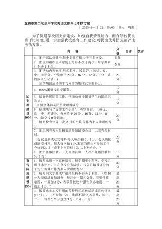 优秀团支部评比考核方案