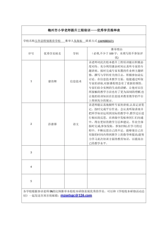 优秀学员推荐表