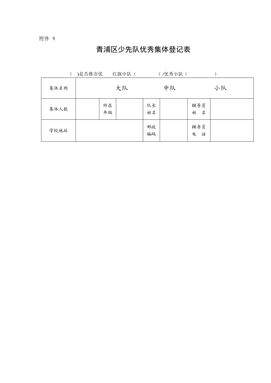 优秀少先队队员、红旗中队推荐登记表_第3页