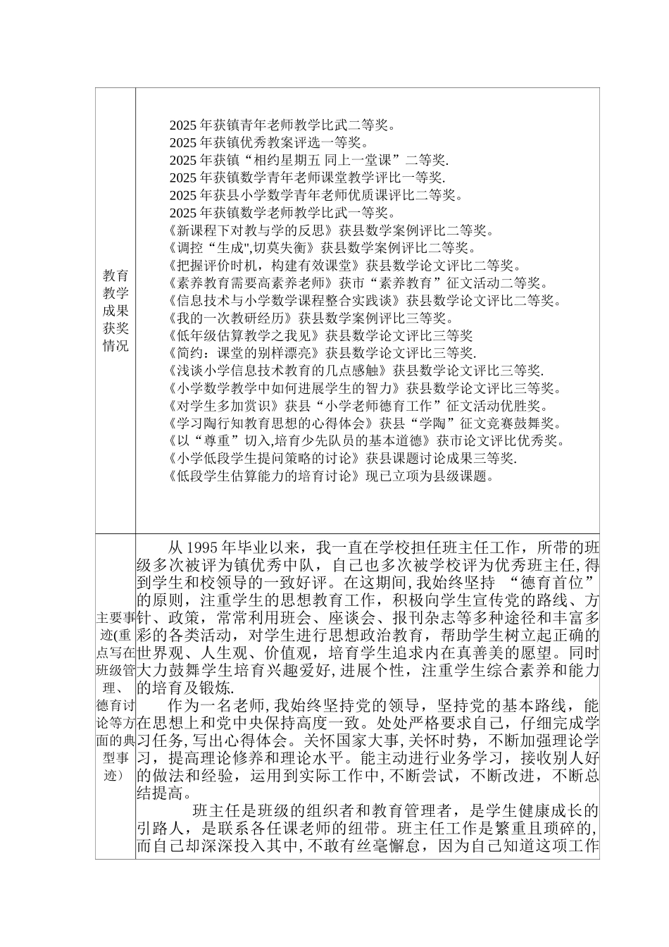 优秀班主任推荐表_第2页