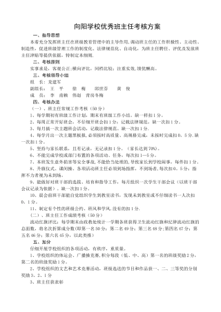 优秀班主任考核细则