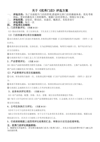优秀门店评选方案