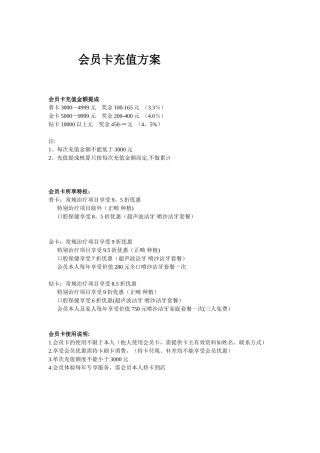 会员卡充值方案