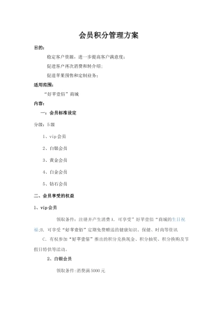 会员积分管理方案