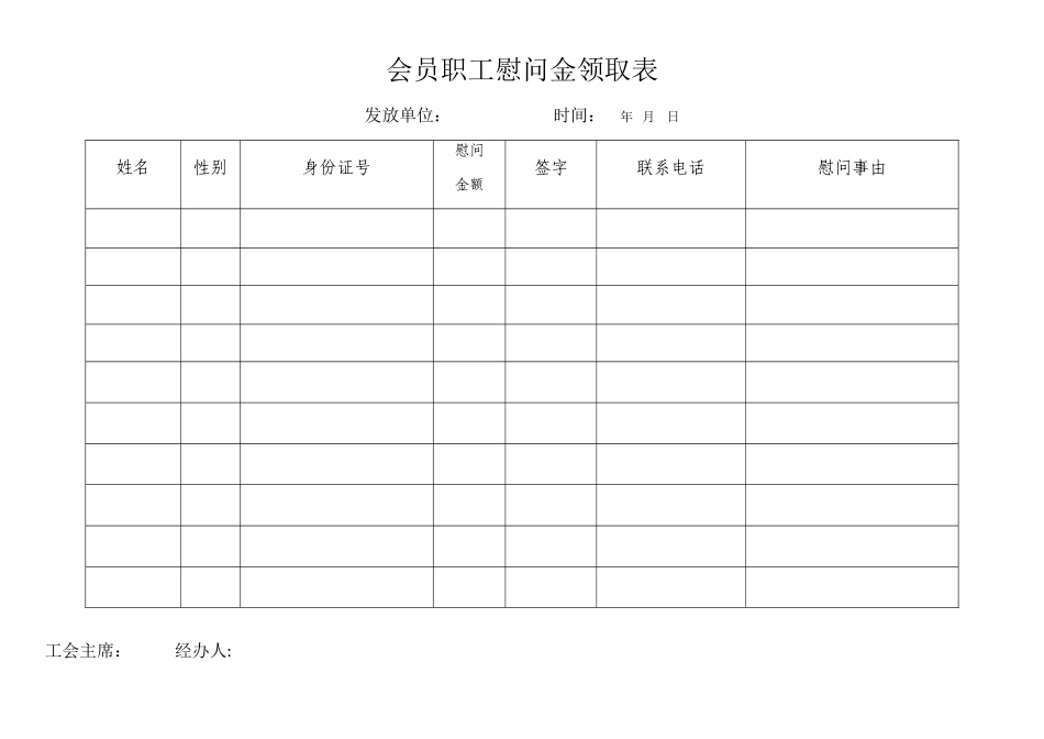 会员职工慰问金领取表_第1页
