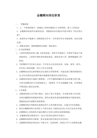 会籍岗位职责文字版